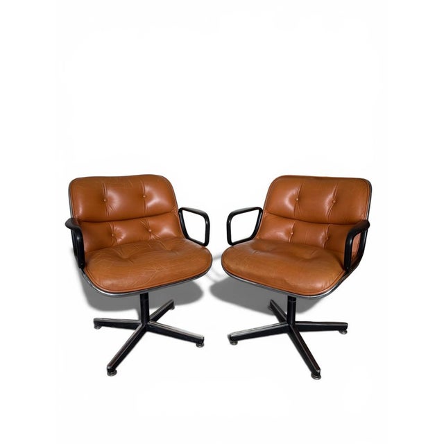 Vintage Camel Leather Executive Chairs by Charles Pollock for Knoll, 1970s, Set of 2 For Sale - Image 12 of 12