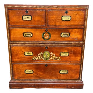 Antique Nautical Painted Campaign Chest For Sale