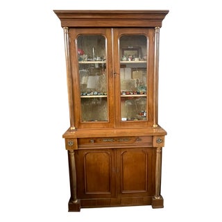Vintage Empire-Style Display Cabinet in Wood with Bronze Decorations, 1960s For Sale