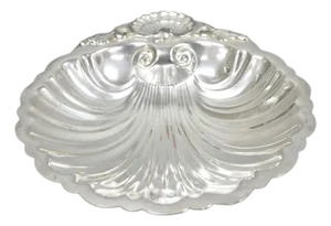 Vintage English Regency Style Silver Plated Small Clam Shell Trinket Dish