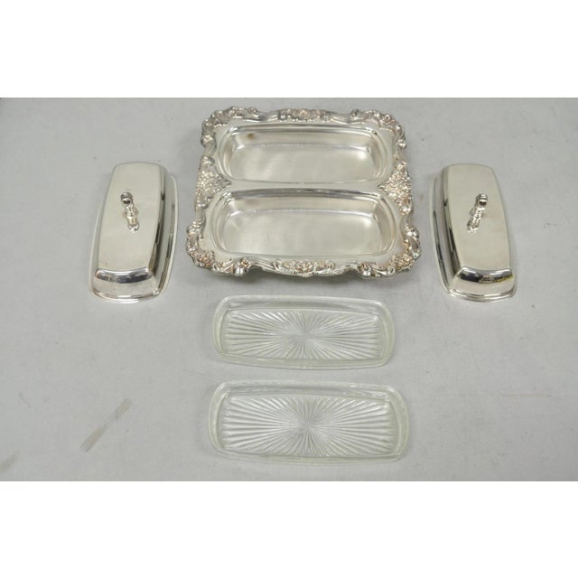 Vintage Poole Lancaster Rose Victorian Silver Plated Twin Double Butter Dish For Sale In Philadelphia - Image 6 of 16