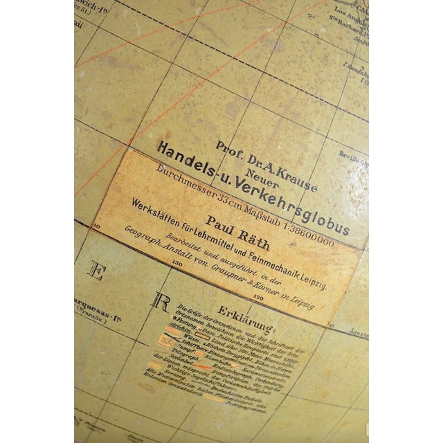 Brown Vintage German Globe from Paul Räth & Dr. A. Krause, 1920s For Sale - Image 8 of 14