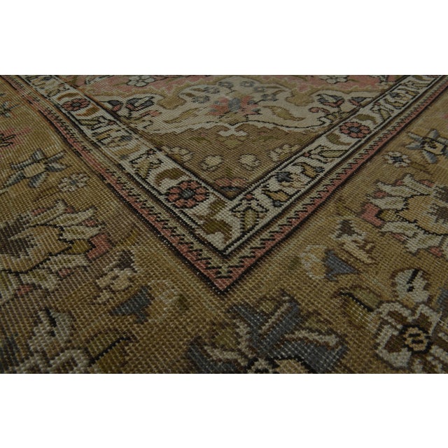 Textile 1970s Vintage Persian Handmade Wool Cotton Green Area Rug For Sale - Image 7 of 11
