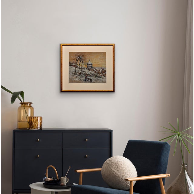 Gaston Cornil, Gathering Winter Fuel, Time of the Great War, 1890s, Gouache & Watercolor & Paper, Framed For Sale - Image 15 of 18