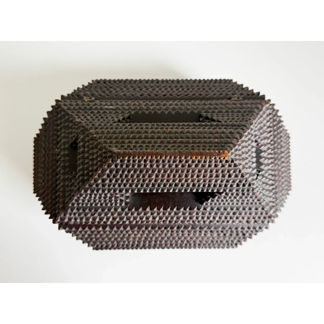 Antique Tramp Art Pyramid Footed Box, Early 20th Century For Sale - Image 10 of 12