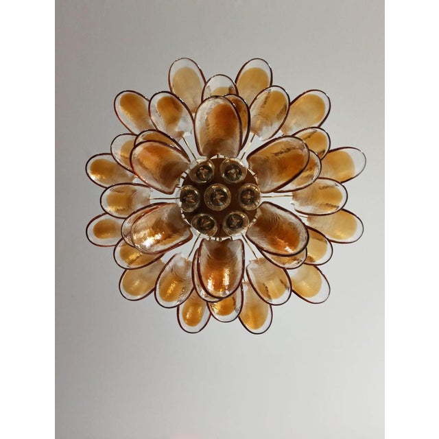 Italian Amber Murano Glass Petal Chandeliers, Set of 2 For Sale - Image 10 of 14