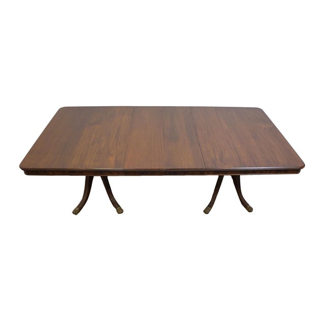 Duncan Phyfe Vintage Antique Solid Mahogany Traditional Duncan Phyfe Style 114" Double Pedestal Dining Table For Sale - Image 4 of 10