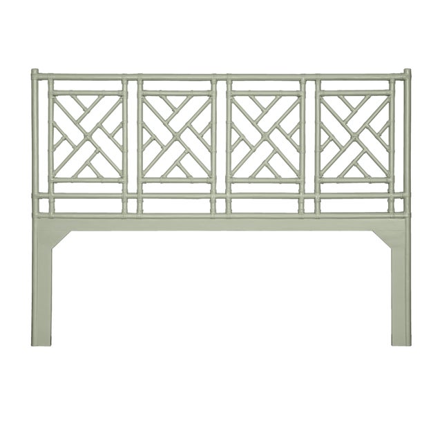 Transitional Chippendale Platform Bed King, Celery Green For Sale - Image 3 of 5
