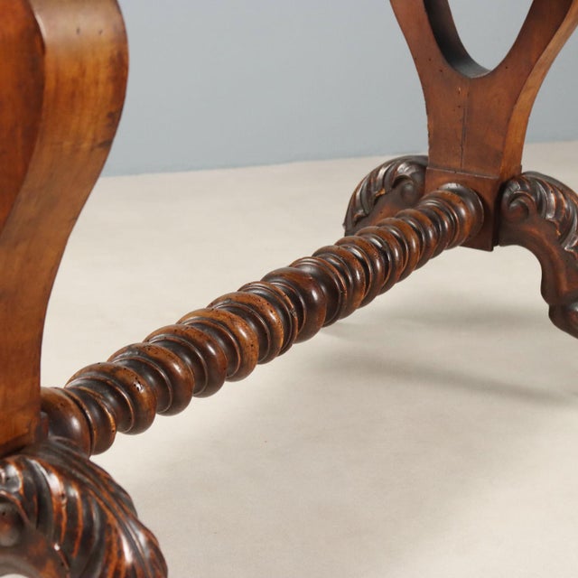 Brown Small Antique Italian Side Table in Carved Walnut For Sale - Image 8 of 12