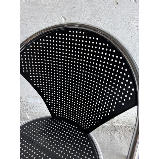 Set of Metal Office Chairs with Peforated Design For Sale - Image 4 of 8