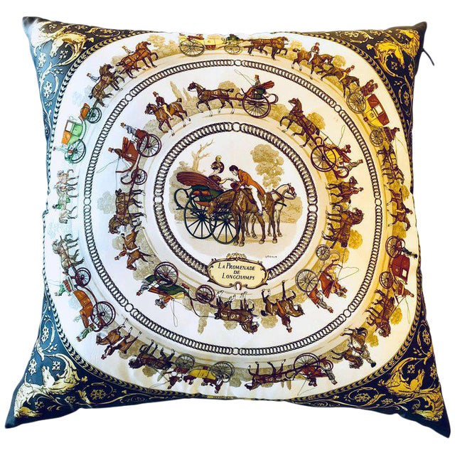 Enormous Hermes La Promenade De Longchamps Overstuffed Silk