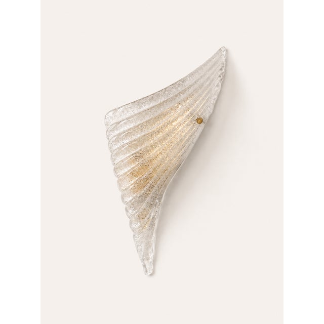 Vintage Pressed Molded Murano Glass Wall Sconces, Italy, 1980, Set of 2 For Sale - Image 3 of 6