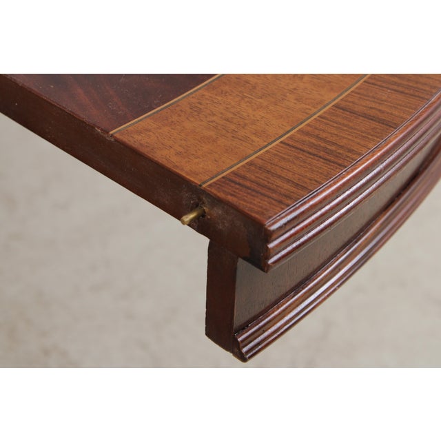 Round Large Banded Mahogany Inlaid Dining Table For Sale - Image 13 of 18