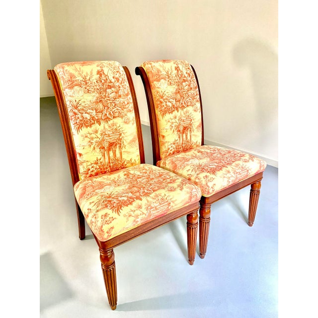 Wood Vintage Scrolled Back Side Chairs With Carving Wood Arched Back- Set of 2 For Sale - Image 7 of 9