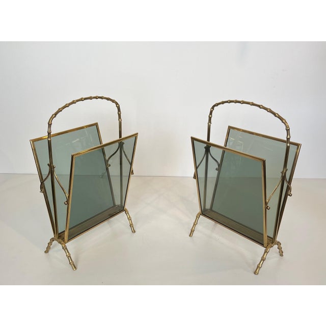 Maison Baguès Pair of Bronze Faux Bamboo Magazine Racks by Maison Baguès For Sale - Image 4 of 12