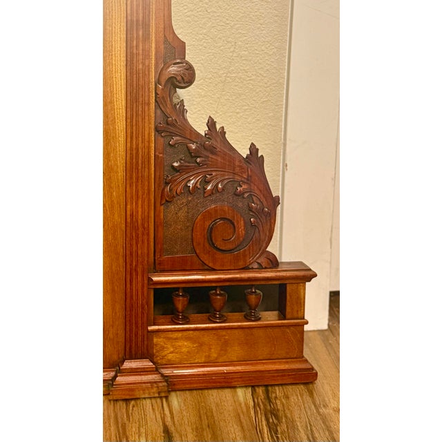 Rare Victorian Antique** Large Intricately Carved Walnut Mirror For Sale - Image 4 of 9