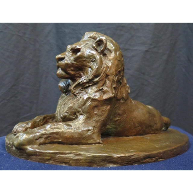 Metal 19th Century Bronze Recumbent Lion For Sale - Image 7 of 12