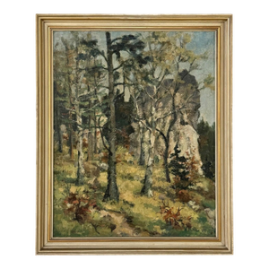 Antique Framed Oil Painting on Canvas by Arthur H. Maillien (1888-1962) 'Sunlit Trees'