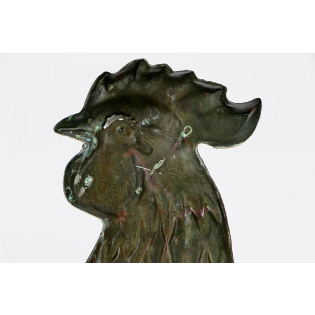 American Antique Mounted Full-Bodied Rooster Weathervane Sculpture For Sale - Image 3 of 11