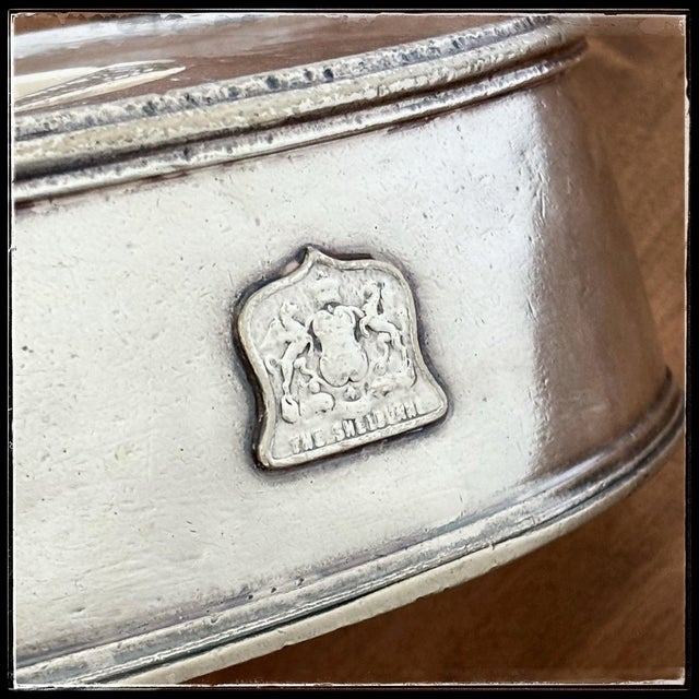 An authentic, heavy vintage hotel silver-plated oval platter cover dome lid from the historic The Shelburne Hotel on the...