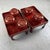 Classic Japanese Dinner Set (Ozen お膳) consisting of two serving tables and five covered eating bowls. Red lacquered wood...