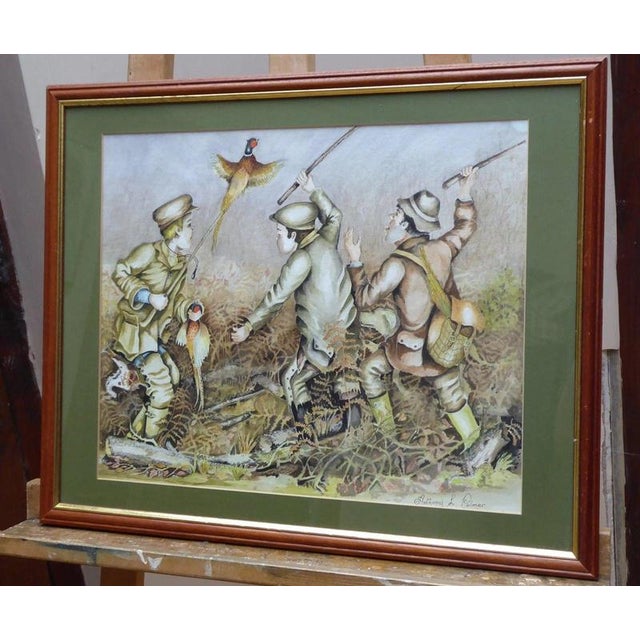 Fine British Impressionist Watercolour “Brightling Beaters” by Anthony Palmer Material: Watercolour on Paper, Glass, Wood...