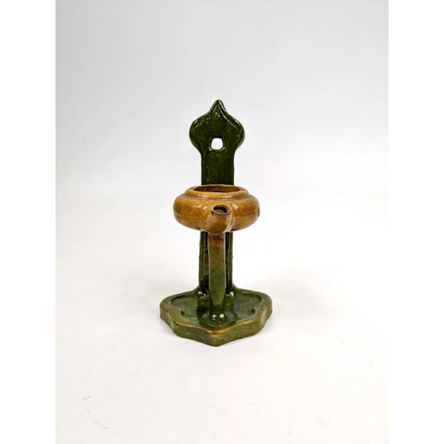 Mid 18th Century 18th Century Terra Cotta 3 Color Glaze Oil Lamp For Sale - Image 5 of 7