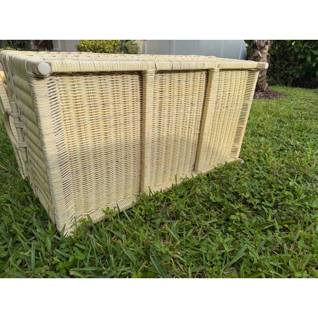 Wood Vintage Palm Beach Wicker Basket Blanket Chest / Storage Trunk For Sale - Image 7 of 13