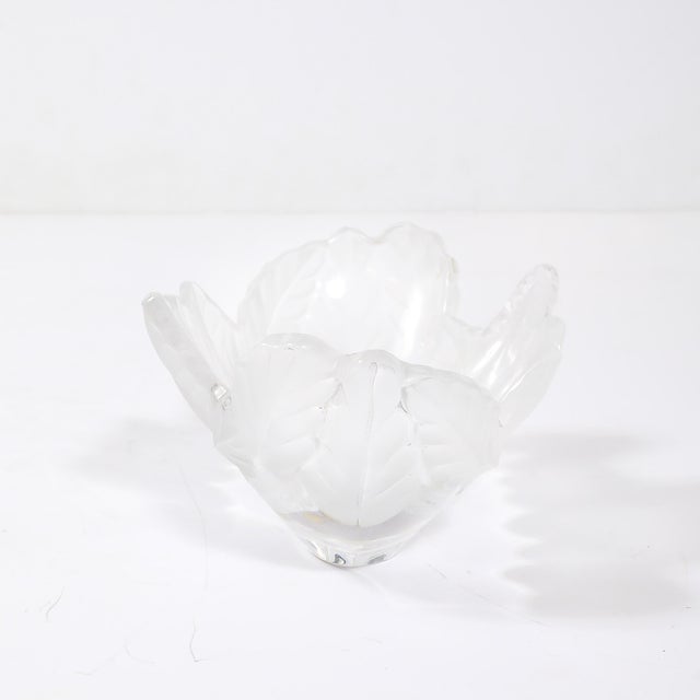 Lalique Mid-Century Modernist Lalique "Compiegne" Frosted & Clear Glass Bowl For Sale - Image 4 of 17