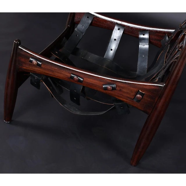 Brazilian Rosewood & Leather Sling Chair and Ottoman by Sergio Rodrigues for Isa For Sale - Image 14 of 18