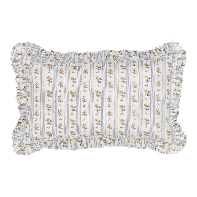 Schumacher Cabanon Stripe Pillow 20" x 12" in Jaune For Sale