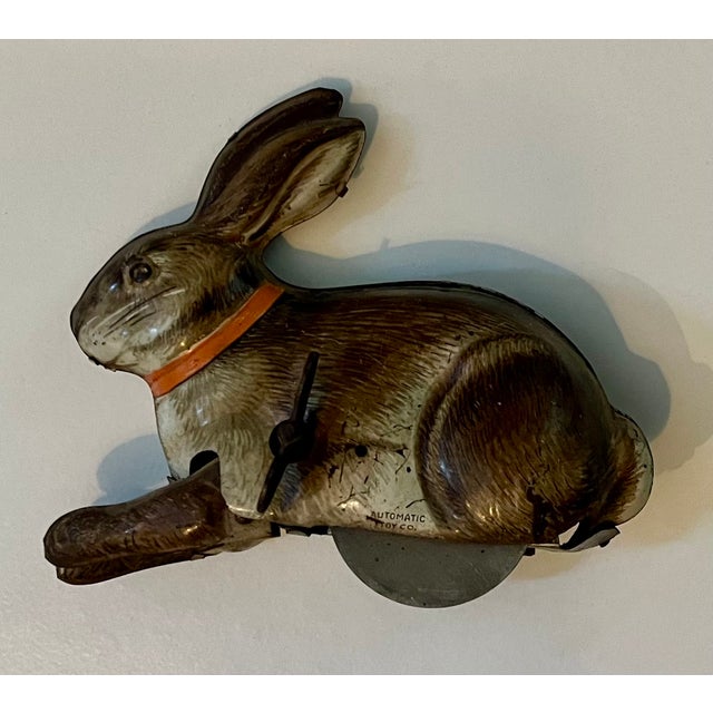 Lithographed Tinplate Clockwork Bunny Rabbit or Hare by the Automatic Toy Co. Staten Island, New York Circa 1930 For Sale - Image 17 of 18