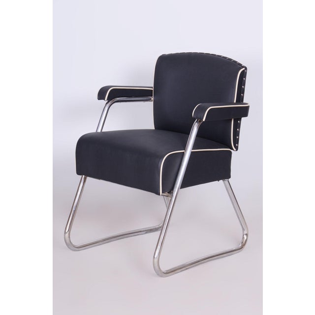 German Bauhaus Armchair in Black Leather attributed to Gilbert Rohde for Mauser, 1930s For Sale - Image 13 of 13