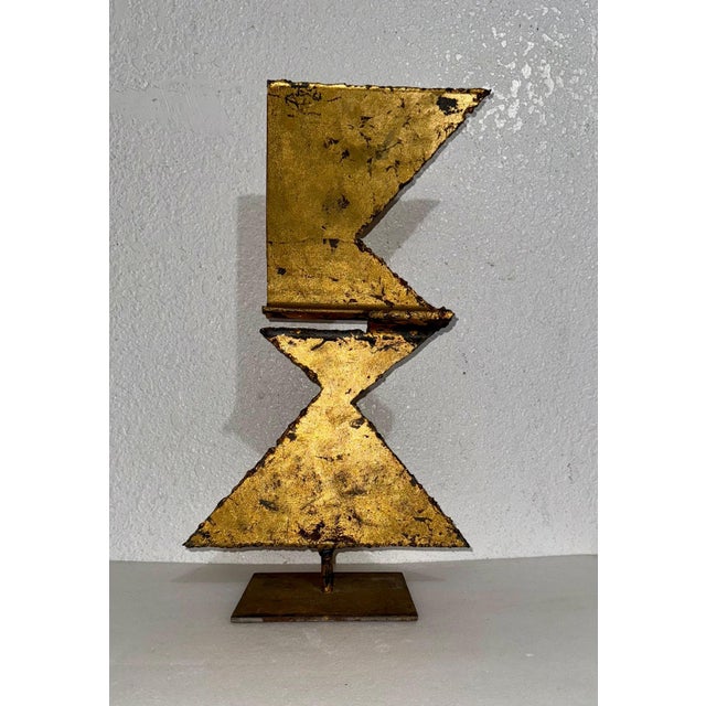 Mexican Art Abstract Brutalist Gilt Steel Geometric Sculpture Mathias Goeritz For Sale - Image 11 of 14