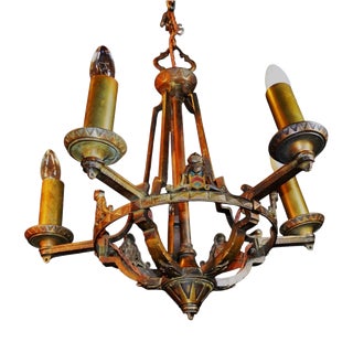 Louis XVI Art Deco French Gilt Bronze Five-Light Chandelier, 1920s For Sale