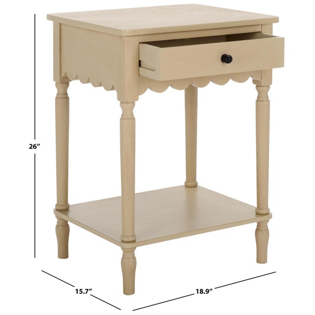 Contemporary Haven Scalloped 1 Top Drawer Accent Table in Natural For Sale - Image 3 of 10