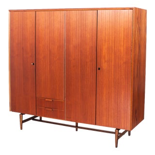 Mid-Century Scandinavian Four-Door Wardrobe in Teak, France, 1960s For Sale