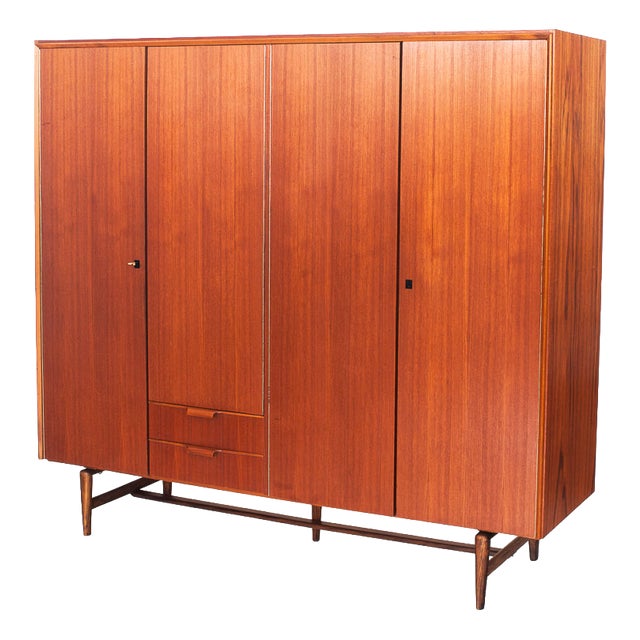 Mid-Century Scandinavian Four-Door Wardrobe in Teak, France, 1960s For Sale