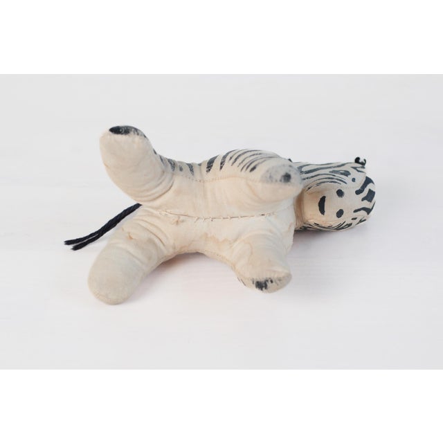Cream Mid-Century Stuffed Zebra Folk Art Toy For Sale - Image 8 of 10