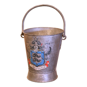 Early 20th Century English Hand-Painted Iron Fire or Coal Bucket With Crest