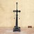 Dark Gray 2003 Tiffany-Style Floral Stained Glass Pyramid Table Lamp For Sale - Image 8 of 18