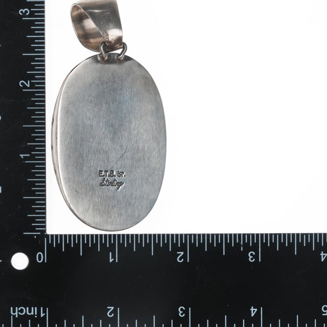 Late 20th Century Ernest Thomas Bilagody Sr Navajo Large sterling pendant w/ high grade turquoise For Sale - Image 5 of 5