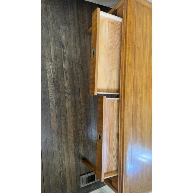 Chestnut Mid 20th Century Drexel Vintage Mid Century Console Table For Sale - Image 8 of 12