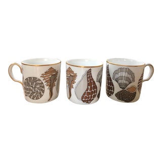Fitz and Floyd for Neiman Marcus Shell Motif Espresso Demitasse Cups - Set of 3 For Sale