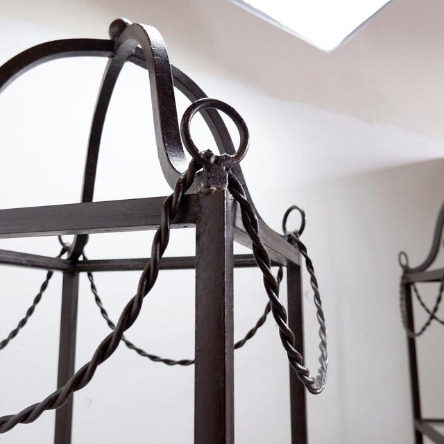 Vintage Pagoda Style Shelves in Black Metal, Set of 2 For Sale - Image 13 of 14