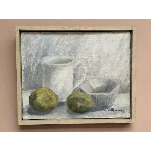 Main Klarmo‑kärred, Jug, Bowl and Fruits, 1961, Oil Painting on Canvas, Framed For Sale - Image 16 of 18