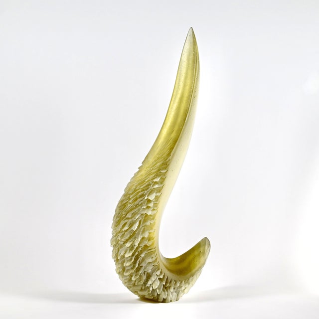 2010s Abstract Glass Sculpture by Alex Gabriel Bernstein, Cast and Cut in Soft Yellow-Green Glass, 20" Tall For Sale - Image 5 of 12