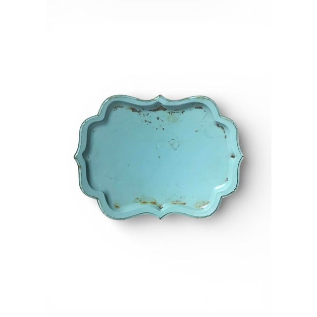 Vintage Tole Ware Blue Hand Painted Flowers Mini Tray For Sale In New York - Image 6 of 11