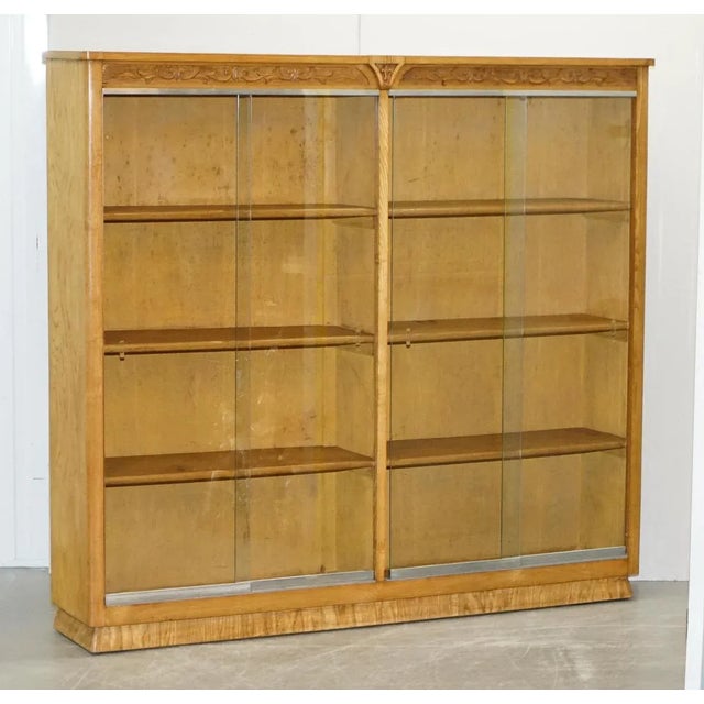 Matching English Oak Library Study Bookcases with Glazed Doors, Set of 2 For Sale - Image 16 of 18