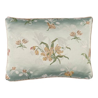 Schumacher Spitalfields Bouquet Lumbar Pillow In Robin's Egg For Sale